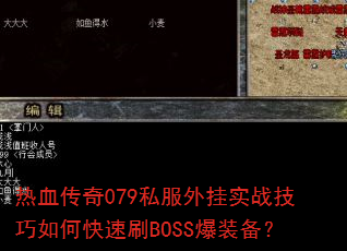 ��Ѫ����079˽�����ʵս������ο���ˢBOSS��װ����
